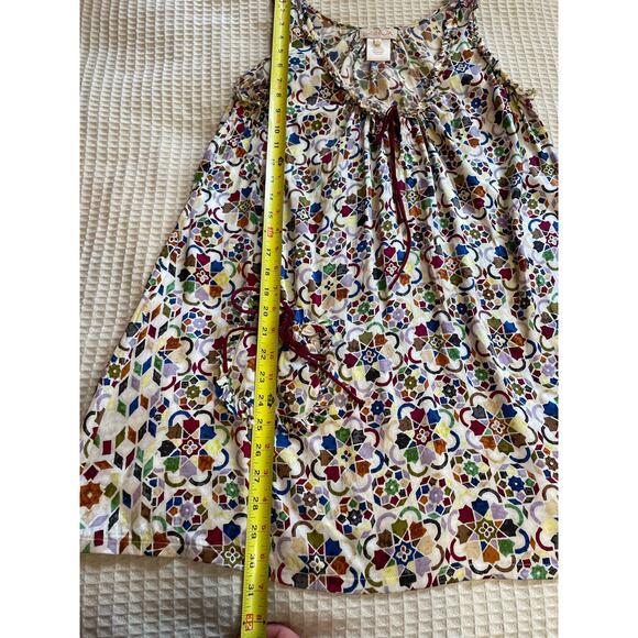 LaRok Colorful Geometric Pattern Sleeveless Tunic/Tank W/ Ruffled Details Small - Picture 7 of 12